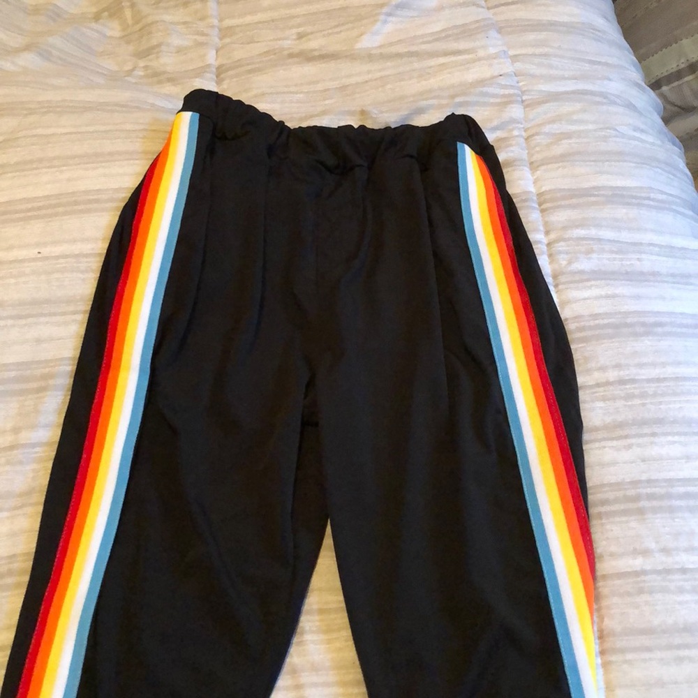 Black Rainbow Stripe Pants